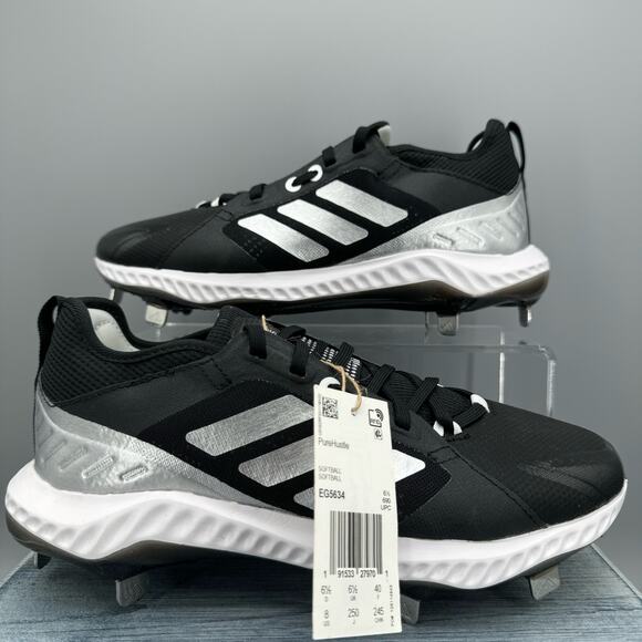 Adidas Women’s Purehustle Metal Fastpitch Softball Cleats Black Size 8 - Picture 1 of 10
